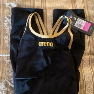 Arena Women's Black and Gold Swimsuit